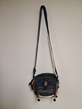 Samsonite Navy Crossbody Mini Messenger Bag with Orange Accents
